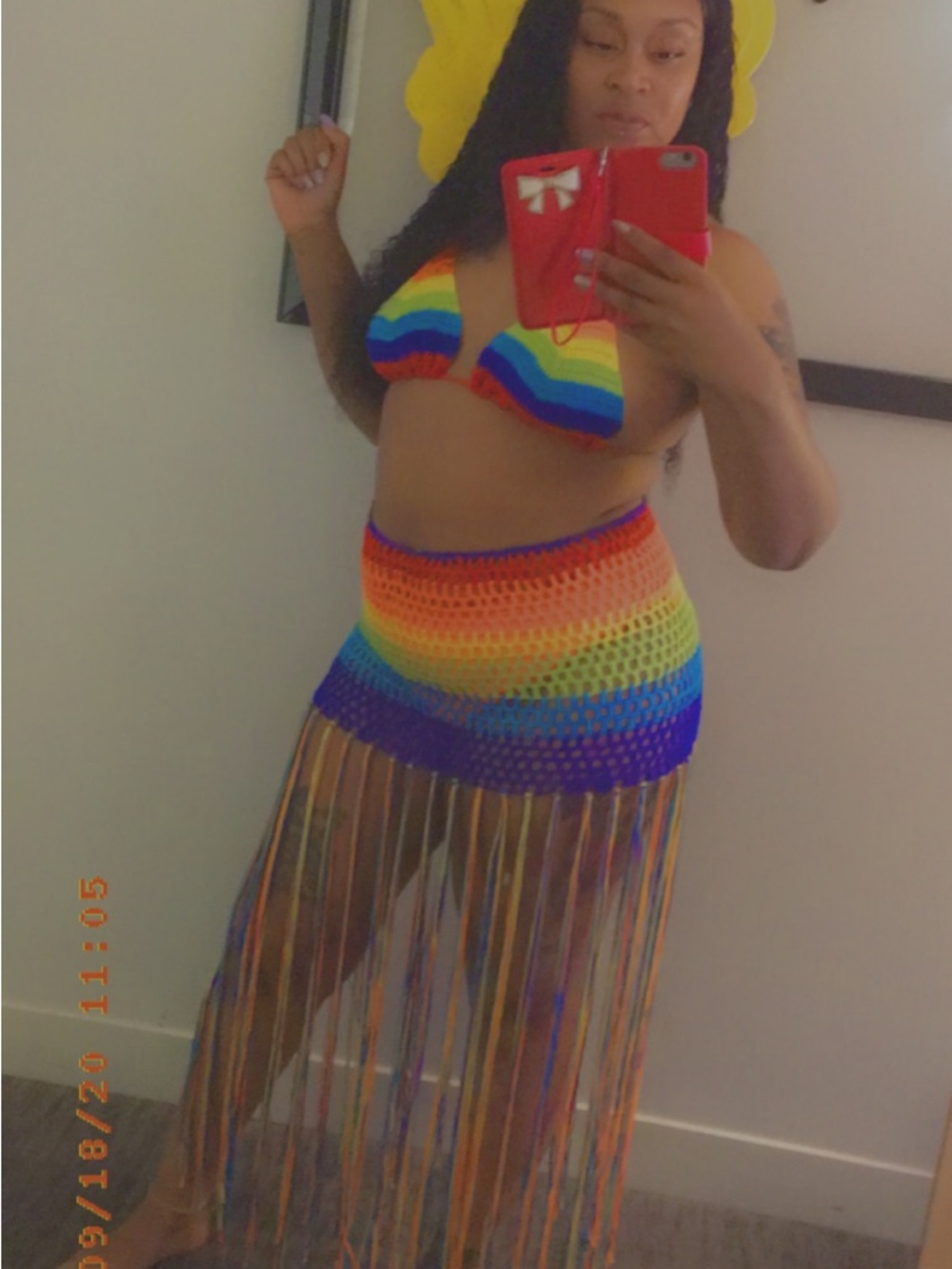 Rainbow Crochet Fringe Skirt - Women